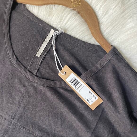 Grey Faux Suede T-Shirt Dress NWT - Picture 3 of 6